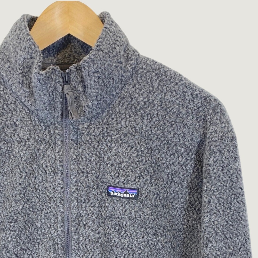 Patagonia Fleece Jacket Mens L Grey Excellent Full Zip Mock Neck Pilling